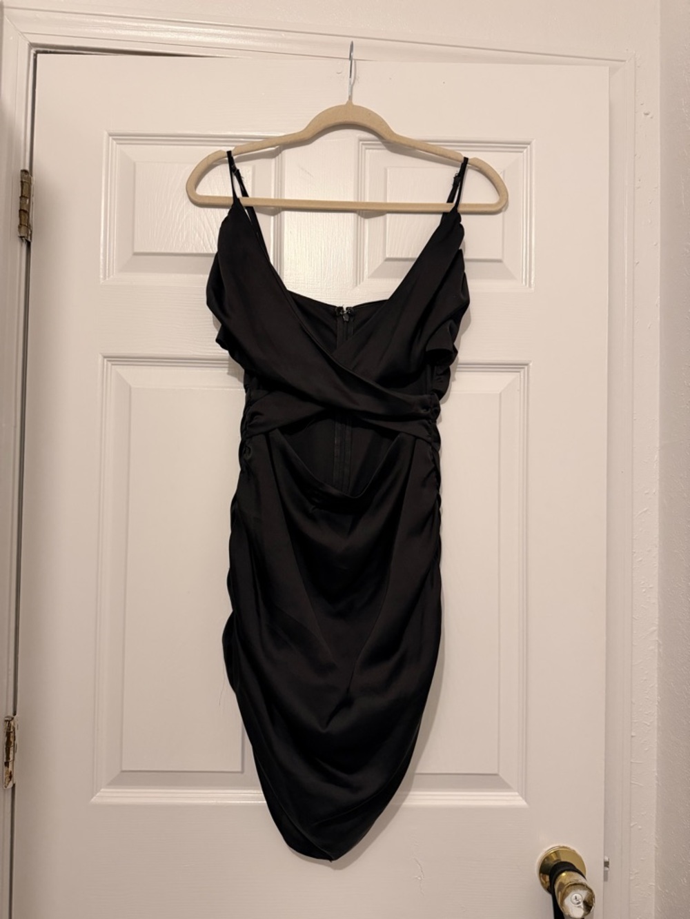 wild fable Black Draped Ruched Slip Mini Dress